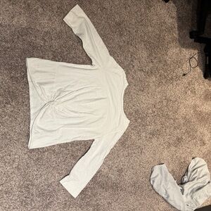 LOFT White Long Sleeve Twist-Front Top